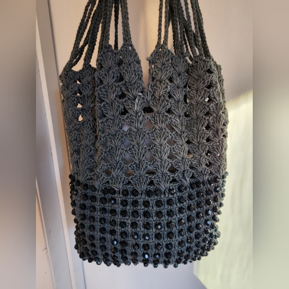 Nwot Free people studded Drawstring crochet bag with extra pouch - Picture 14 of 15